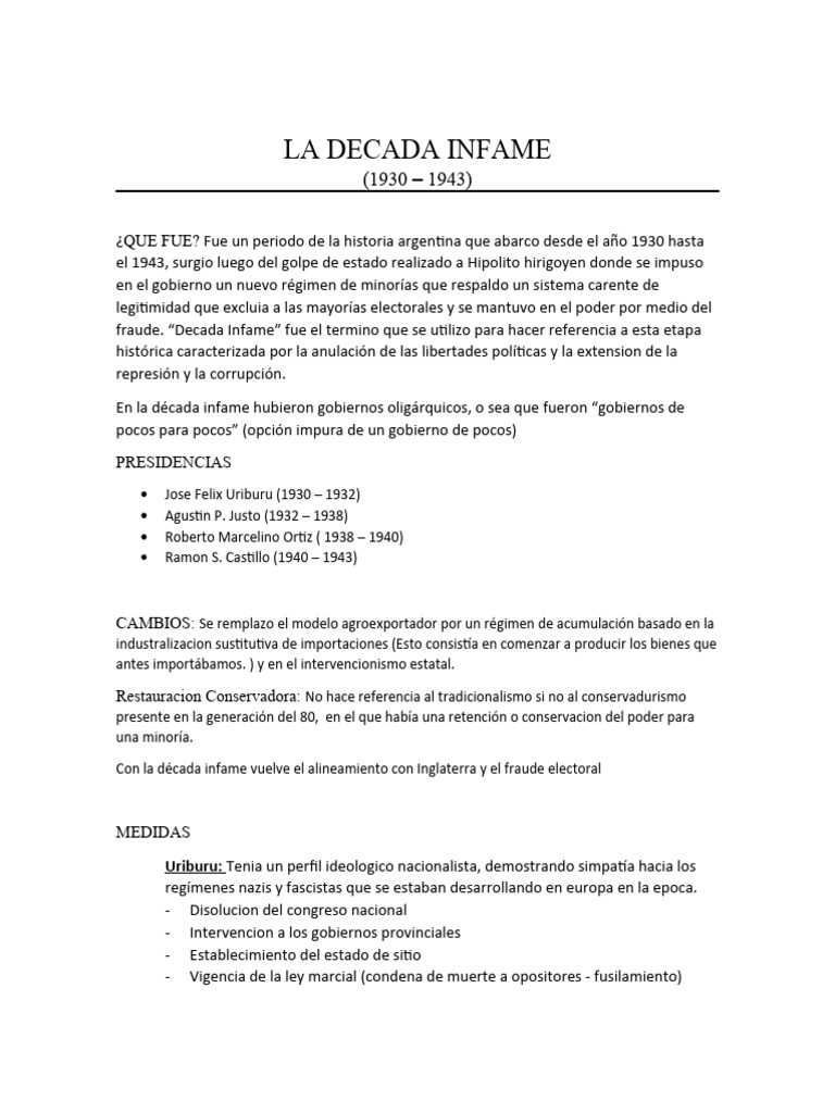 La Decada Infame | PDF | Argentina | Gobierno