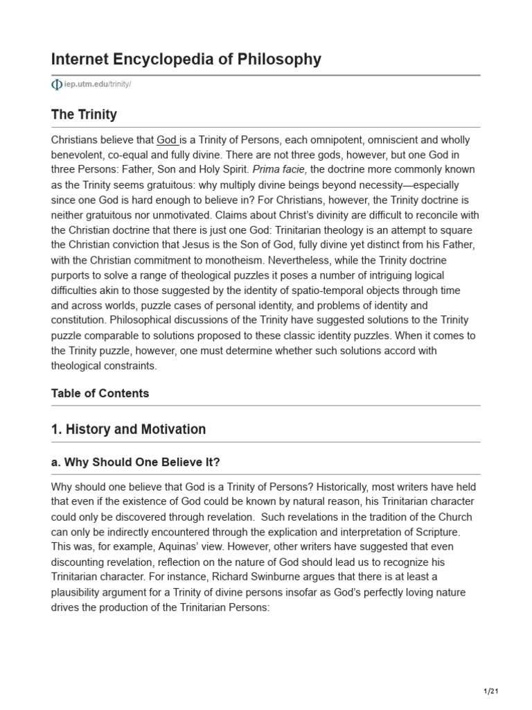 Iep Encyclopedia of Philosophy PDF Trinity God