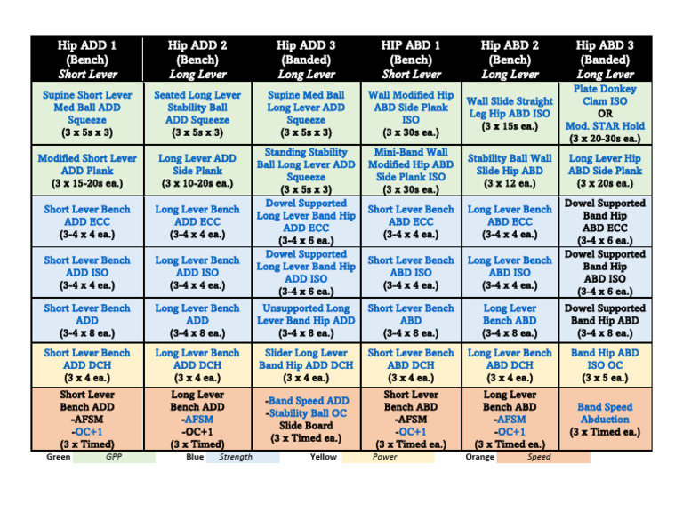Hip Adduction Exercise Progression Chart Resource 1707082542 | PDF ...