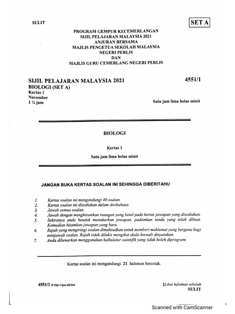 Bio perlis 2021 p1 pdf