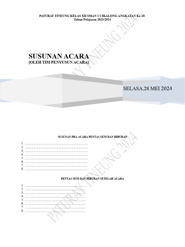 Contoh Susunan Acara Perpisahan Pdf