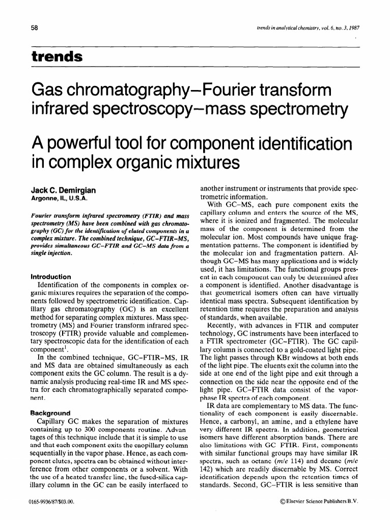 GC-FTIR-MS: Advanced Component Analysis | PDF | Mass Spectrometry | Gas ...