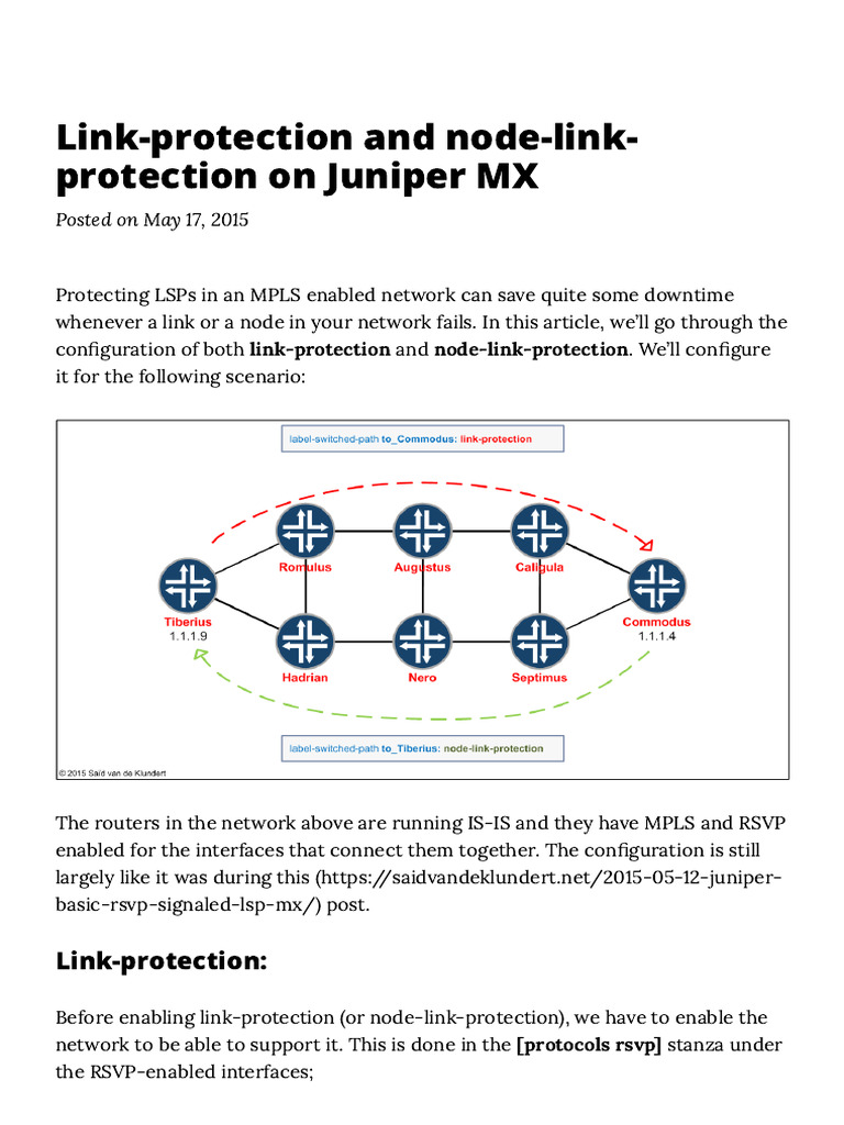 Link-Protection and Node-Link-Protection On Juniper MX | PDF ...