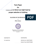 Term Paper On Reduction of Direct Sun Light Heat by Proper Selection of Clothing