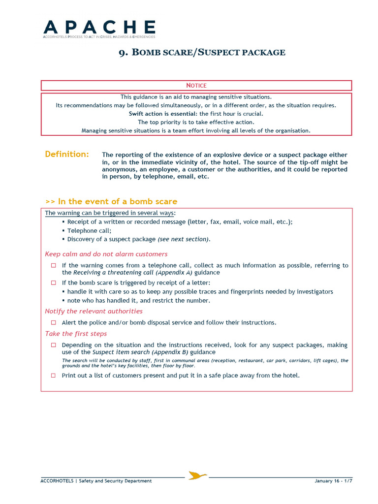 Bomb Scare Response Guidelines | PDF | Crisis Management