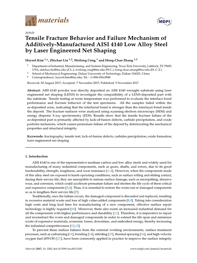 Tensile Fracture Behavior and Failure Mechanism of | PDF | Fracture ...