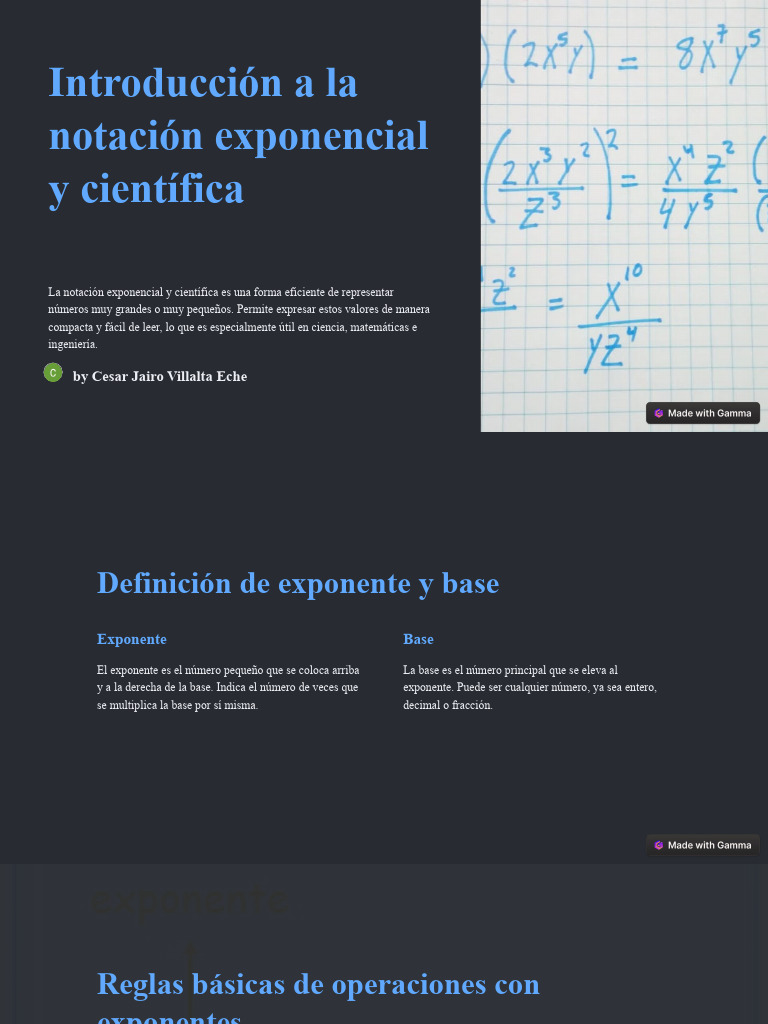 Introduccion A La Notacion Exponencial y Cientifica | PDF ...