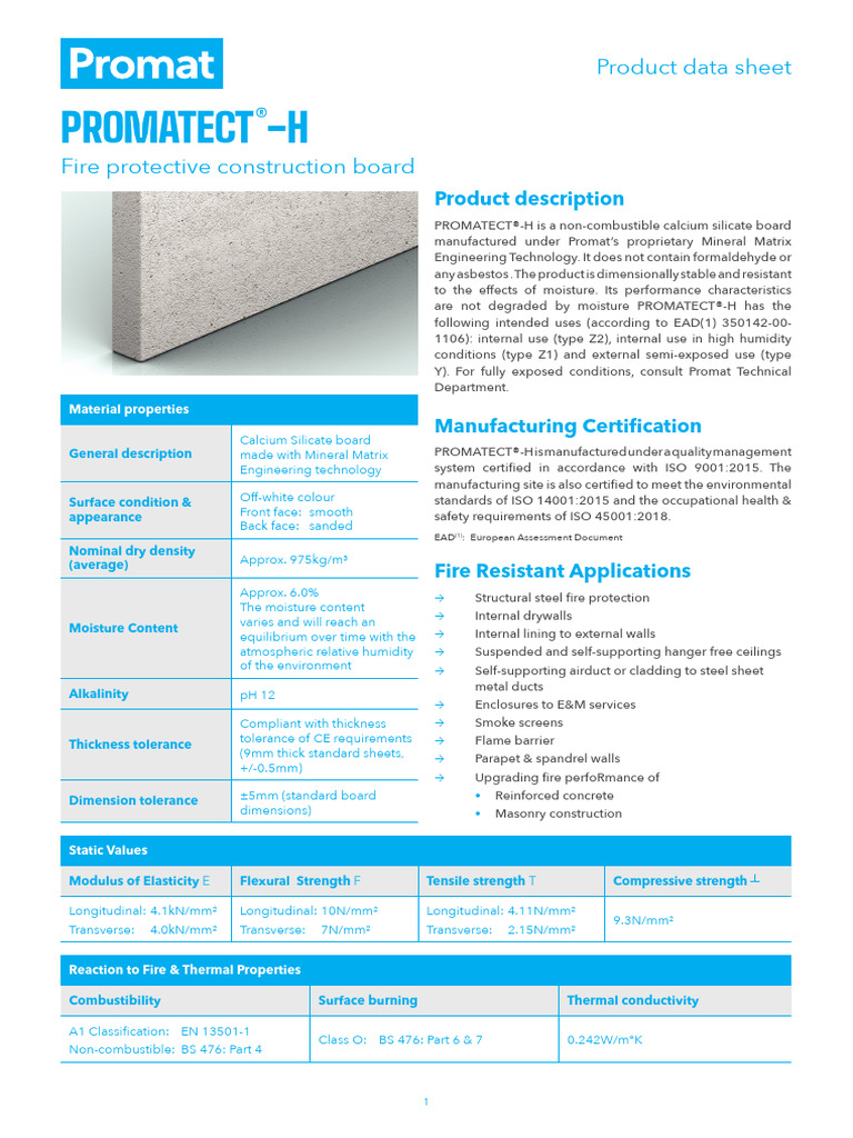 Promatect-H | Download Free PDF | Drywall | Physical Sciences