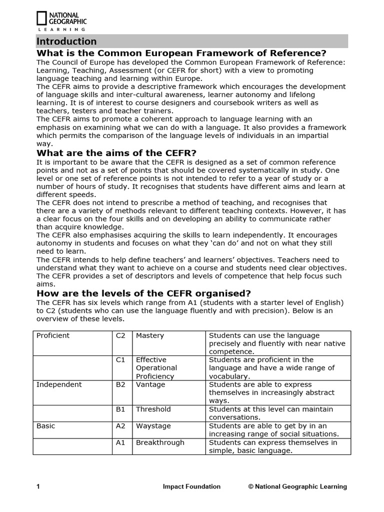 CEFR Overview and Impact Foundation | PDF | Cognition | Learning