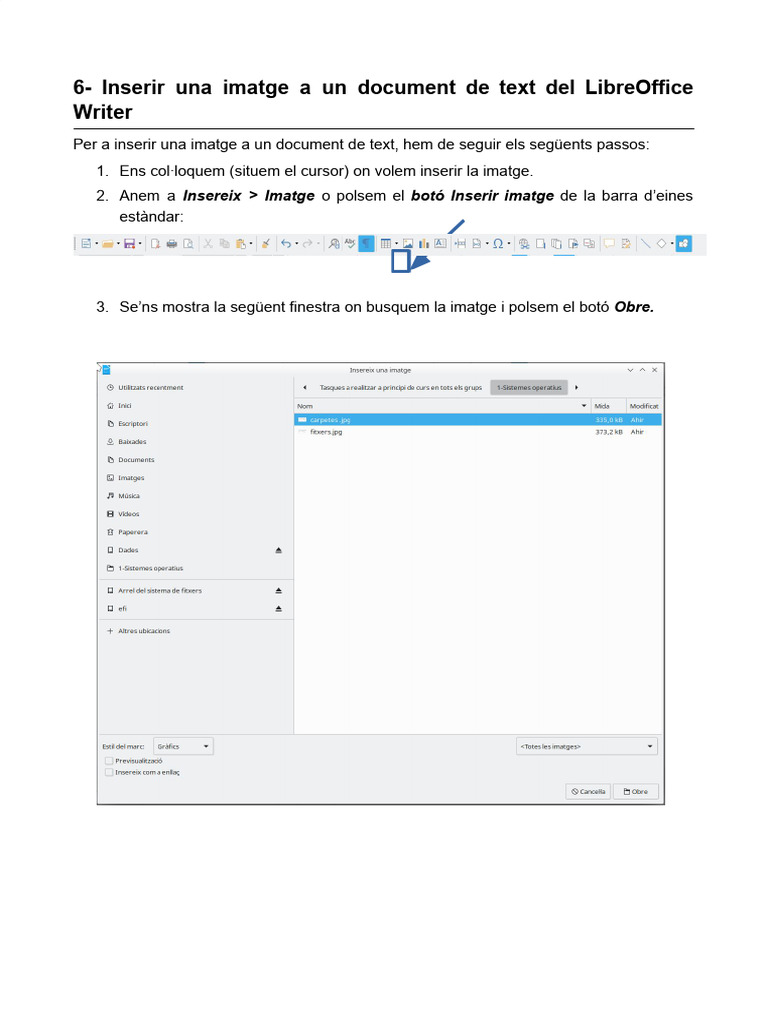 6- Inserir Una Imatge a Un Document de Text Del LibreOffice Writer | PDF
