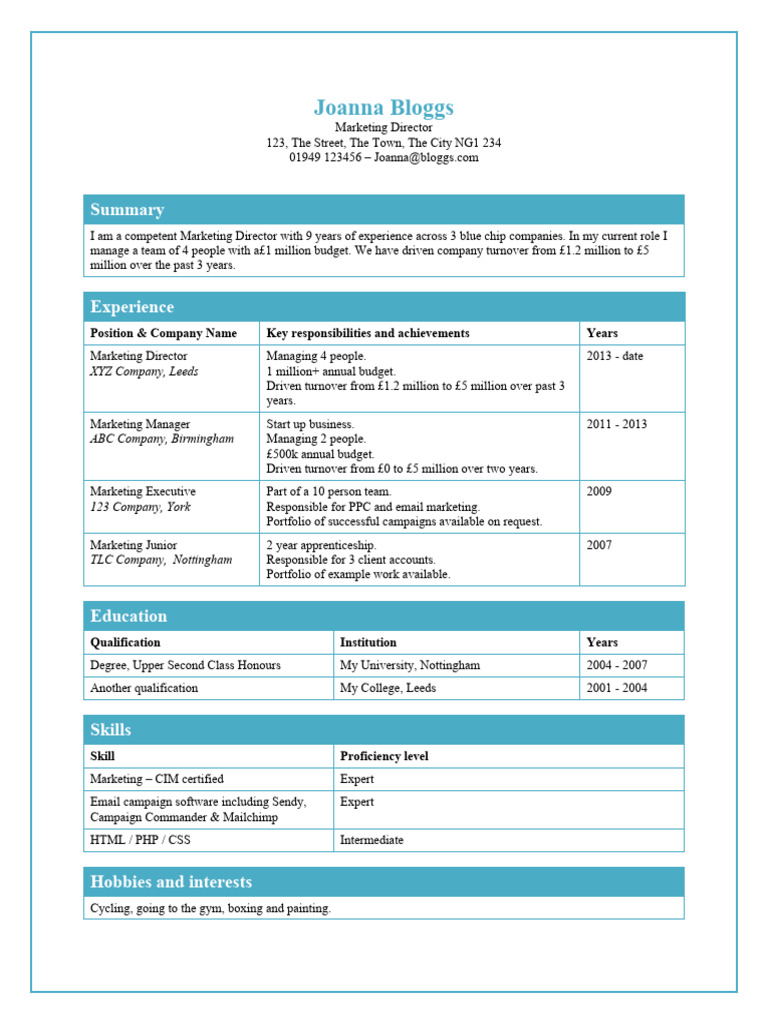 Tables CV Template | PDF | World Wide Web | Internet & Web