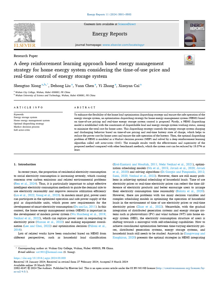 A Deep Reinforcement Learning Approach Based Energy Managemen | PDF ...