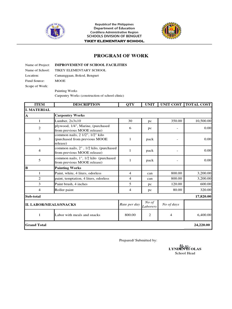 Program of Works | PDF