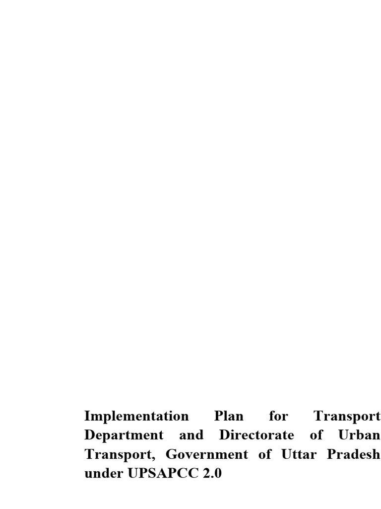 UPSAPCC 2.0 Transport Implementation Plan | PDF | Climate Change ...