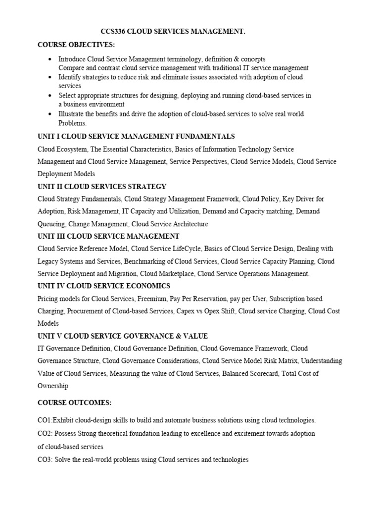 Cloud Services Management Overview | PDF | Cloud Computing | Software ...