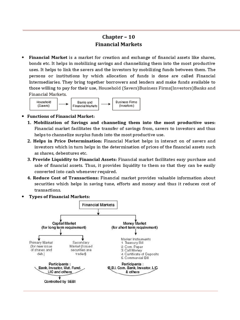 Financial Markets Overview and Functions | PDF | Securities (Finance ...