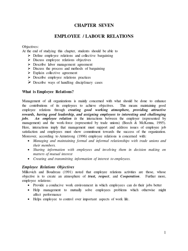 Employee Relations and Collective Bargaining | PDF | Disciplines ...