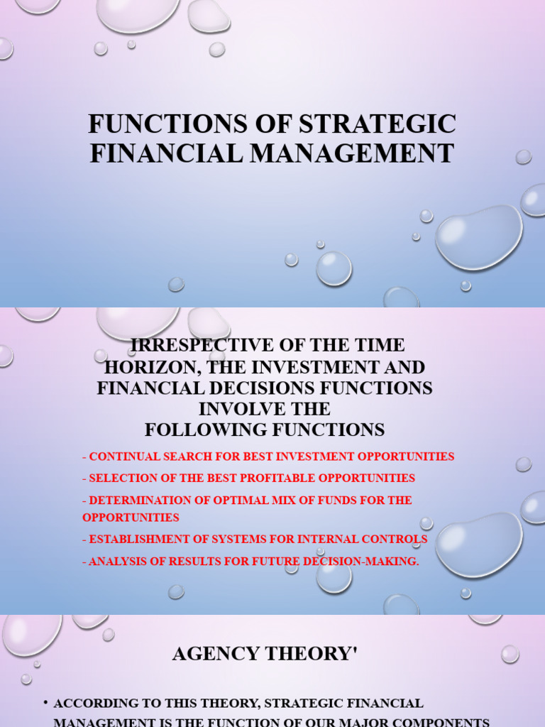 Functions of Strategic Financial Management | PDF | Investing | Economies