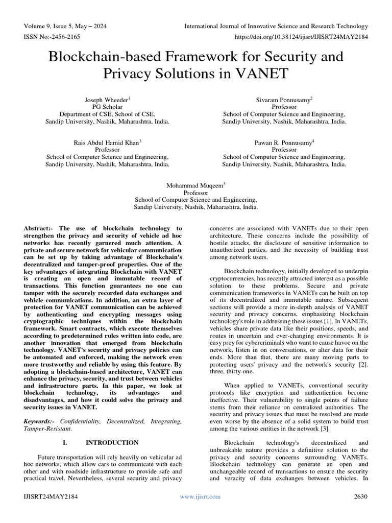 Blockchain-Based Framework For Security and Privacy Solutions in VANET ...