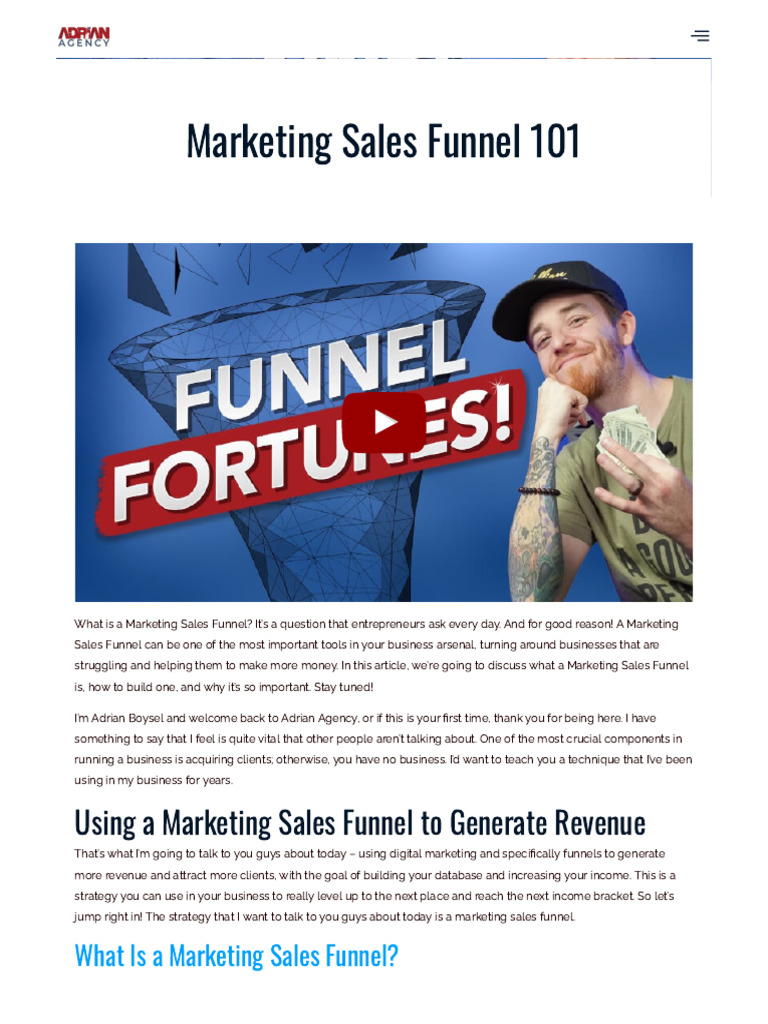 Marketing Sales Funnel 101 Pdf Marketing Facebook