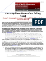Piece-By-Piece ObamaCare Falling Apart