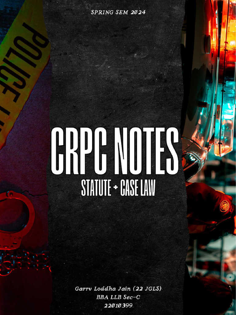 CRPC Notes | PDF | Arrest | Confession (Law)