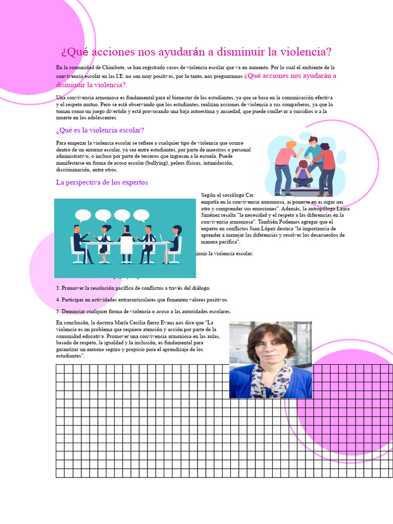 Acciones para Reducir la Violencia Escolar | PDF | Violencia ...