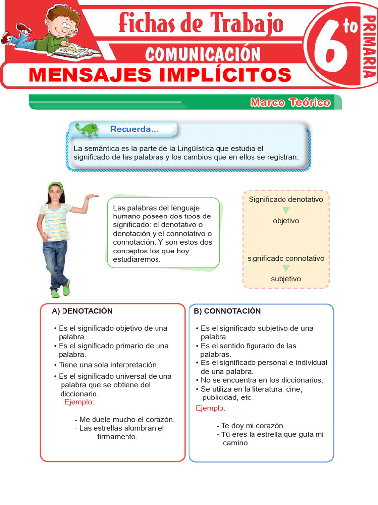 Mensajes Implícitos para Sexto Grado de Primaria | PDF | Palabra ...