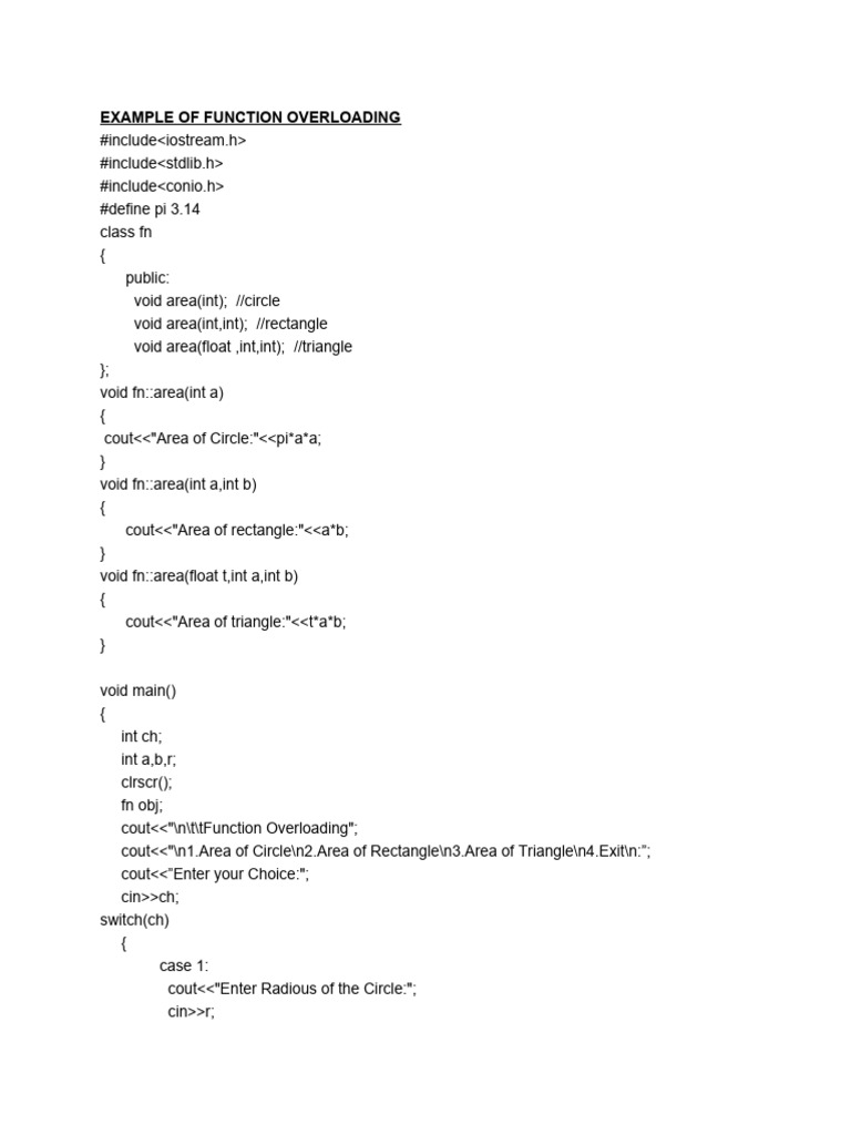 Example of Function Overloading | PDF