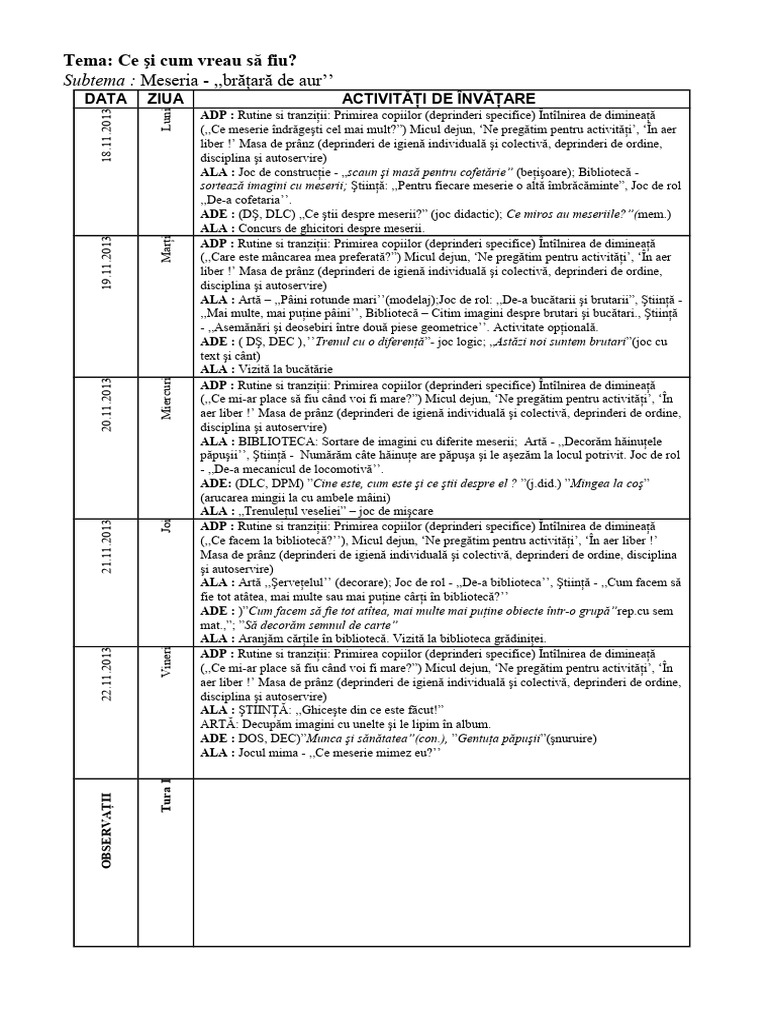 Planificare Meserii Sapt 2 Compress | PDF