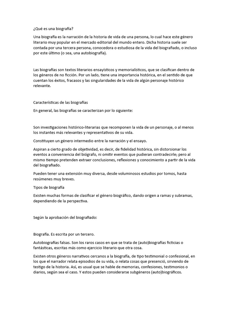 Qué es una biografía | Descargar gratis PDF | Biografía