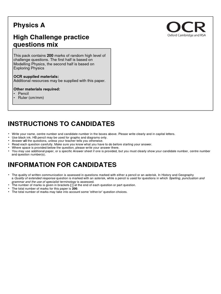 High-Level Physics Challenge Questions | PDF | Nuclear Reaction | Neutron