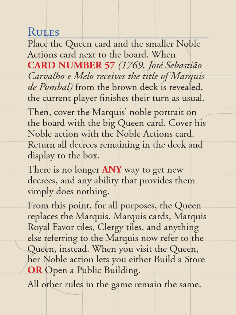 Lisboa Queen Variant Rules PDF