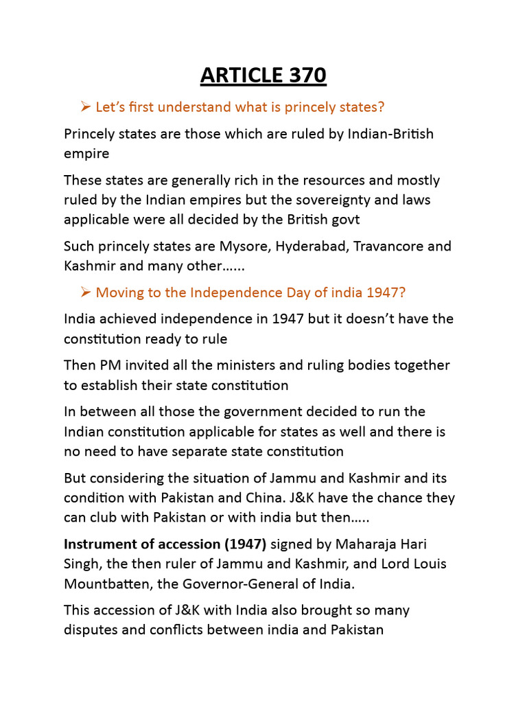 Understanding Article 370 and J&K's Status | PDF | Political Science ...