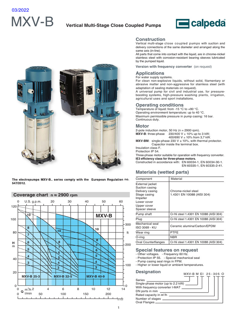 Vertical Multi-Stage Pump Specifications | PDF | Pump | Flow Measurement
