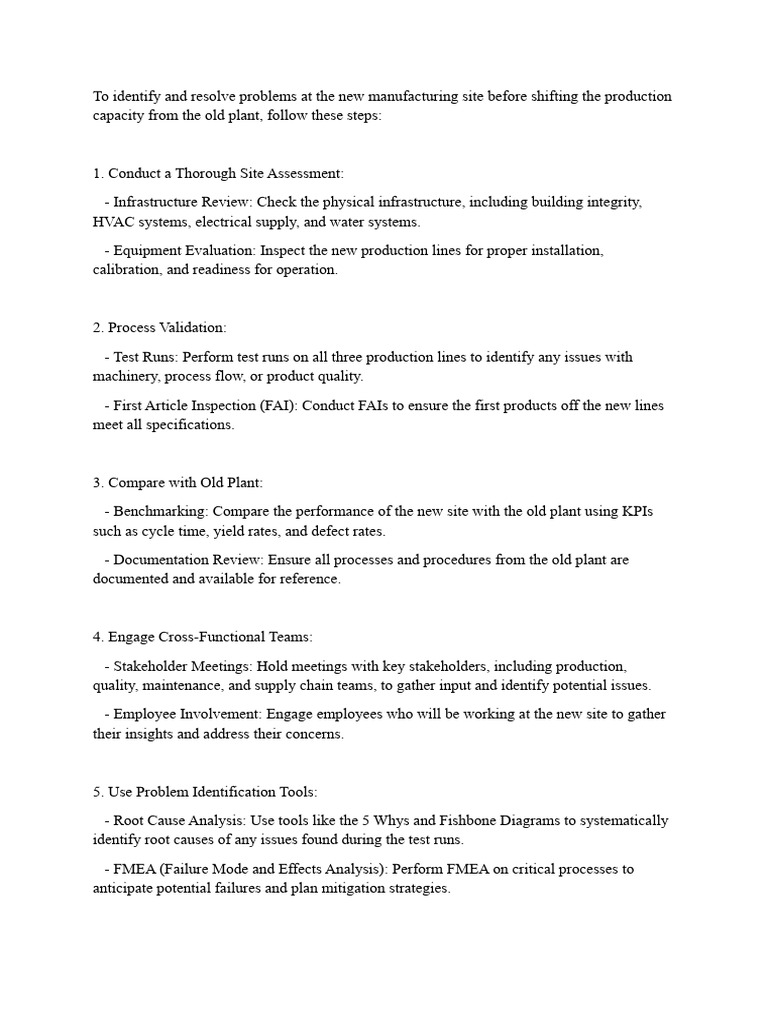 New Manufacturing Site Assessment Guide | PDF | Quality Assurance ...