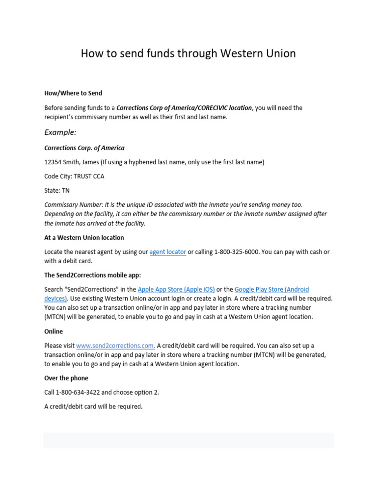 How To Send Funds Through Western Union Descargar gratis PDF