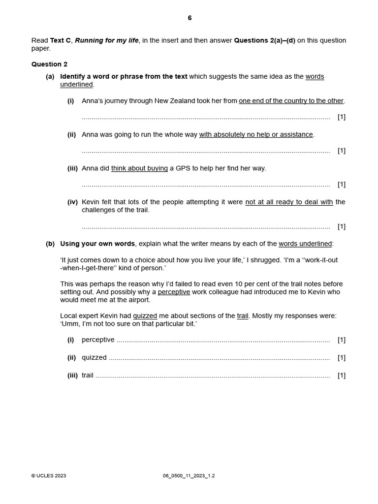 Comprehension Questions on 