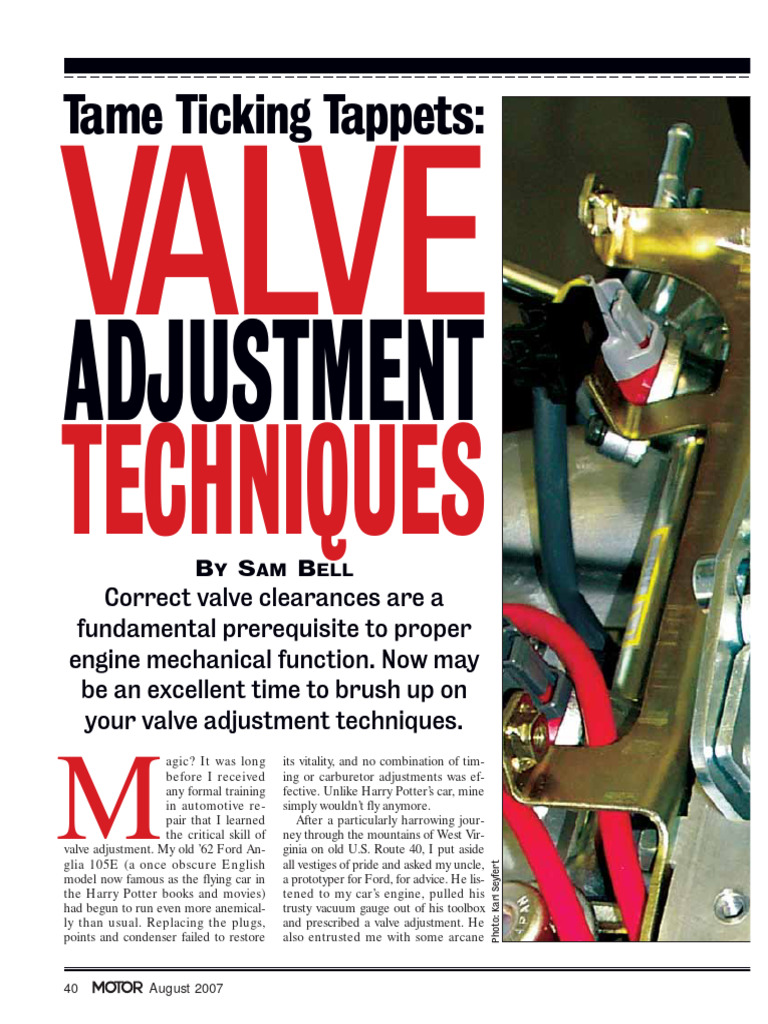 ValveAdjustmentTechniques August2007 | PDF | Engine Technology ...