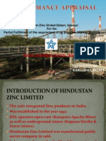 Hindustan Zinc Limited Debari, Udaipur For The Partial Fulfillment of The Requirement of PG Program (MBA 2010-2012)