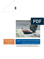 Toronto Shelter, Support and Housing Admin Capital Budget Analyst Notes Budget 2012