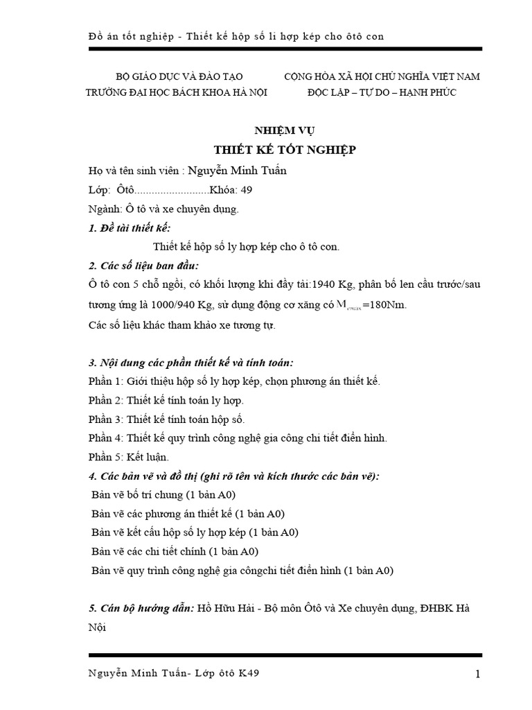 Thuyet Minh Do An | PDF