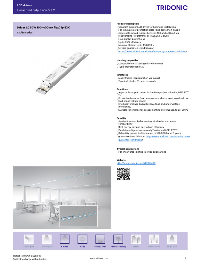 Tridonic LC 50W LED Driver Overview | PDF | Mains Electricity ...