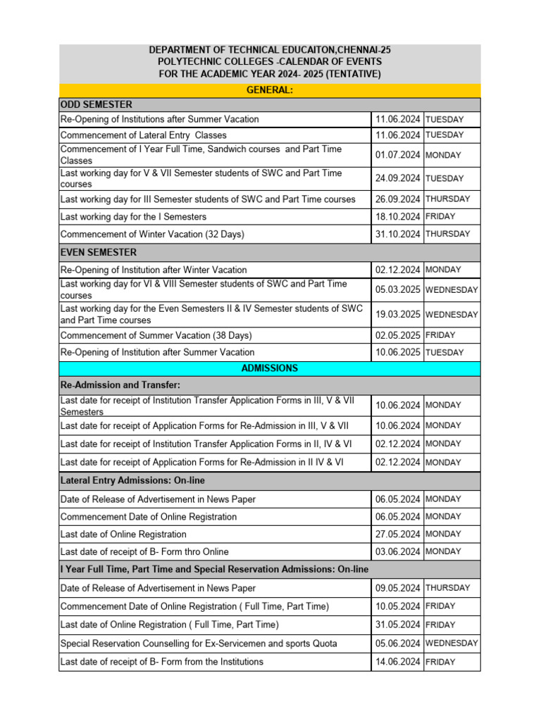 CALENDAR OF EVENTS 2024 - 25sd | PDF | Academic Term | Educational ...