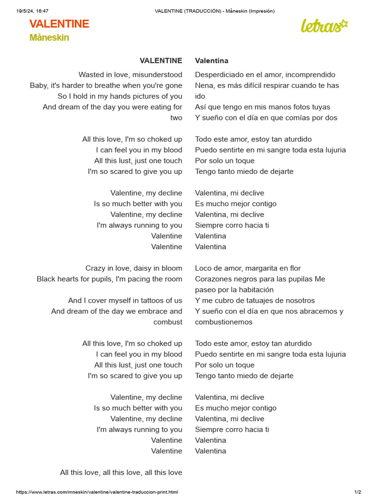 Letra y traducción de 