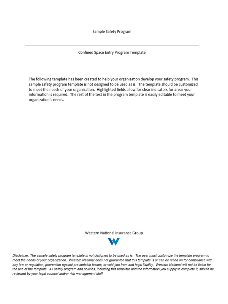 Confined Space Entry Program Template Download Free PDF Hazards Confined Space Entry Program Template Download Free PDF Hazards