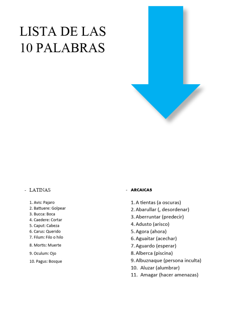 Lista de Las 10 Palabras-.............................. | PDF | Lengua ...