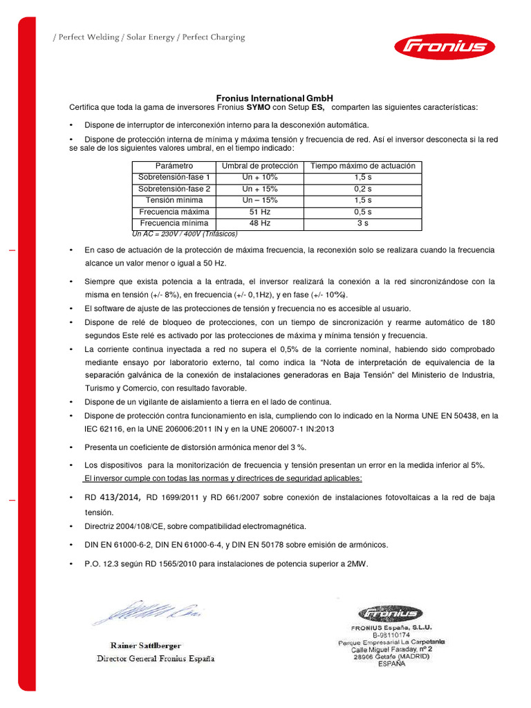 SE_CER_Fronius_Symo_Generic_Peninsular_ES Descargar gratis PDF