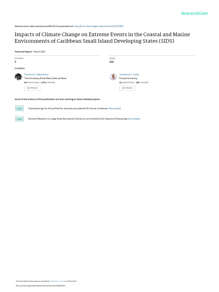 Impacts of Climate Change On Extreme Events in The Coastal and | PDF ...