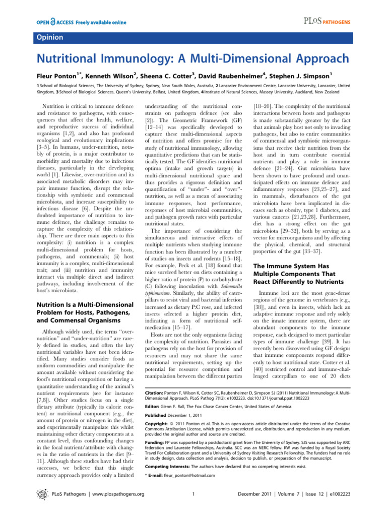 Nutritional Immunology A Multidimensional Approach | PDF | Nutrition ...